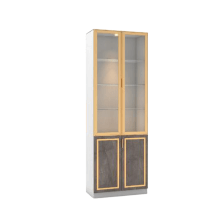 ตู้โชว์กระจก WISDOM DESIGN FURNITURE รุ่น GS-801 80 ซม. สีขาว/บราวน์มาร์เบิ้ล_1